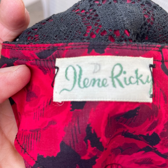 Vintage Ilene Ricky Three Piece Wiggle Cocktail Dress, Red and Black Lace Petite - Picture 6 of 14